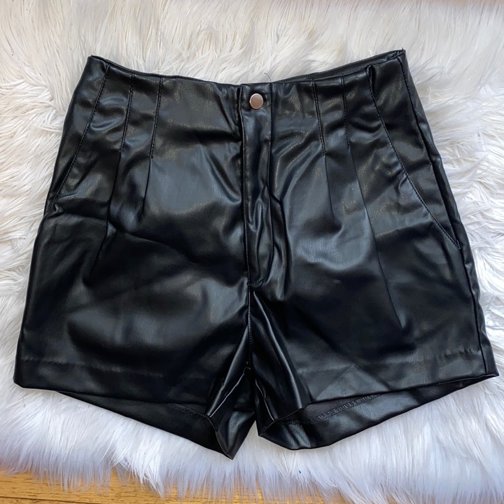 Faux Leather Shorts from H&M, Size US 6, Black